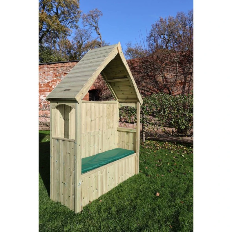 Image of Churnet Valley Garden Furniture Ltd Willow 3 Seat Storage Arbour - Set of Waterproof Cushions Included in Light Tan Light Tan Unisex