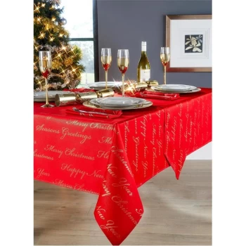 Image of The Spirit Of Christmas Jacquard Script Napkins - Red/Gold