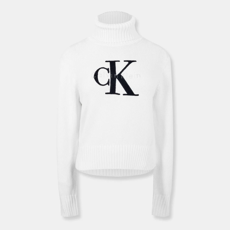 Image of Calvin Klein Jeans Funnel Neck Sweater Brilliant White female 14 (L)