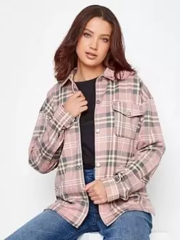 Image of Long Tall Sally Pink Check Shacket, Pink, Size 22-24, Women