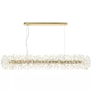 image of Luminosa Oblong Linear Pendant 14 Light G9 French Gold, Crystal