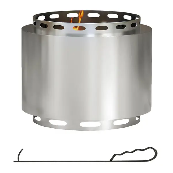 image of Smokeless Fire Pit Portable Wood Burning Firepit with Poker, Stainless Steel