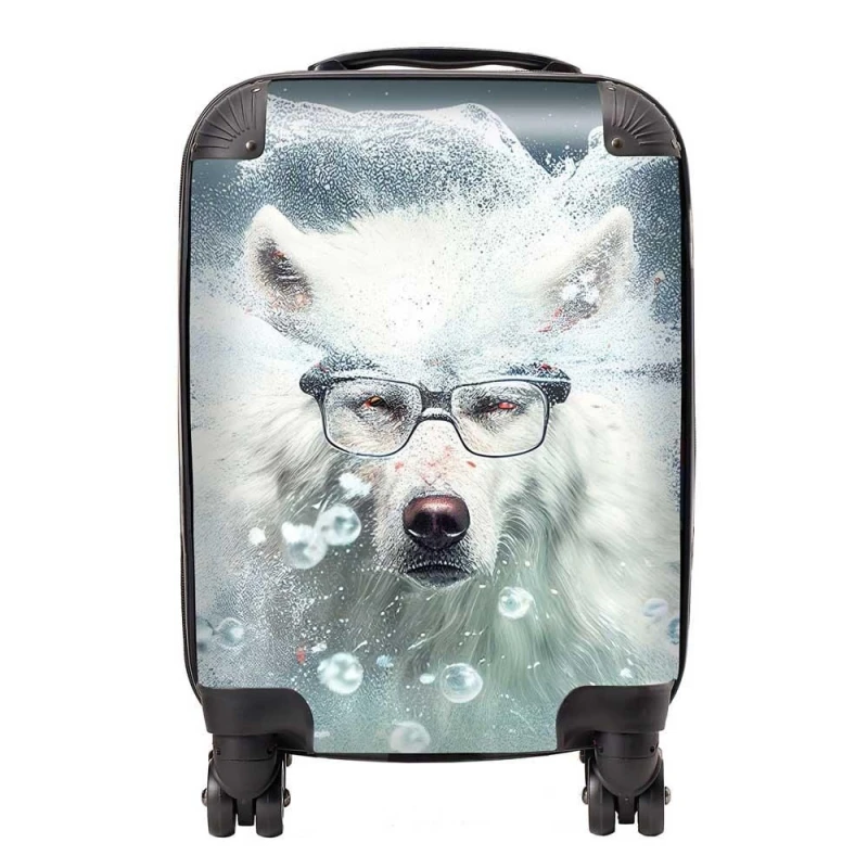 Image of Warren Reed - Designer White Wolf Splashart Suitcase Size: Medium White Unisex Medium