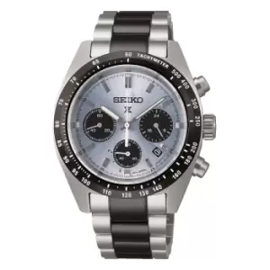 Image of Seiko Speedtimer Solar Chronograph Quartz Blue Dial Stainless Steel Bracelet Limited Edition Mens Watch SSC909P1