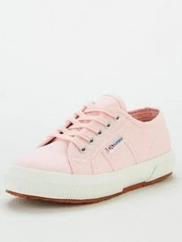Image of SUPERGA Girls 2750 Jcot Classic Lace Up Plimsoll Pumps - Pink, Size 9.5 Younger