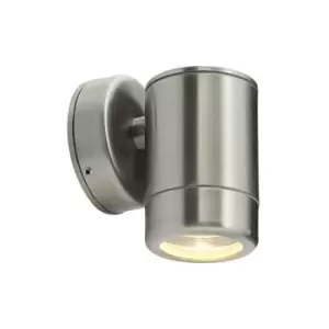 Image of Odyssey - Outdoor Wall Lamp IP65 7W Brushed Stainless Steel & Clear Glass 1 Light Dimmable IP65 - GU10 - Saxby Lighting