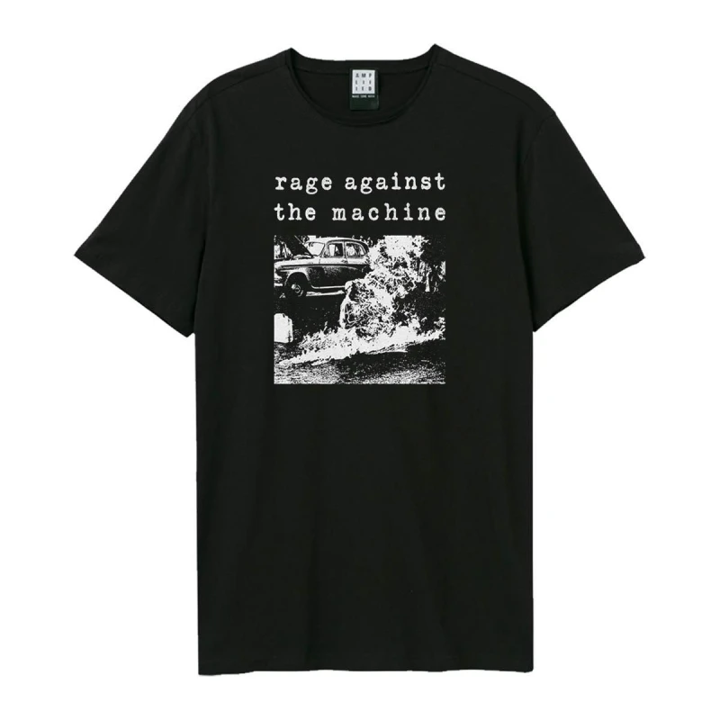 Image of Amplified Mens Monk Fire Rage Against the Machine T-Shirt in Black Size: Large Black Male L