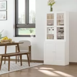 Image of HOMCOM Modern Bookcase with Doors, Display Storage Cabinet with Adjustable Shelves for Living Room, Study, Office, White
