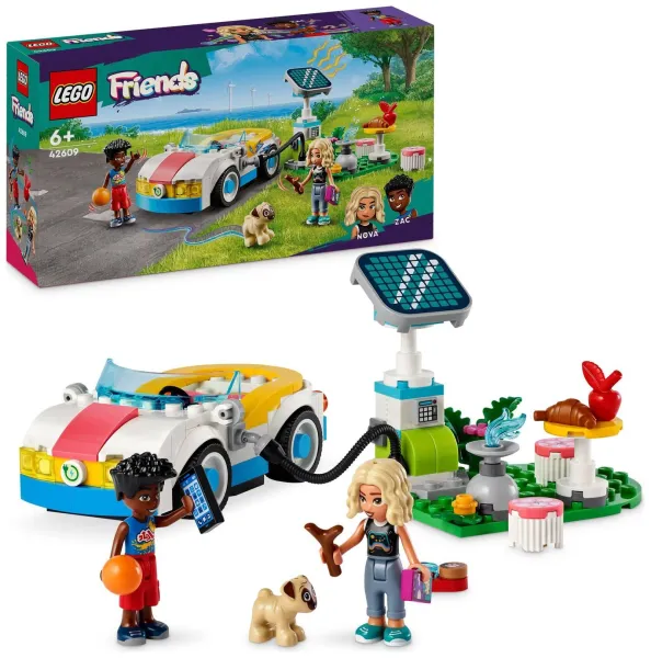 image of LEGO Friends Electric Car and Charger Vehicle Toy Set 42609