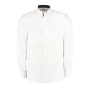 Image of Kustom Kit Mens Contrast Premium Oxford Shirt (2XL) (White/Navy)