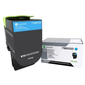 image of Lexmark 71B0020 Cyan Laser Toner Ink Cartridge