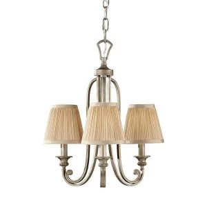 Image of Multi Arm Chandelier 3 Light Silver Sand Finish, E14