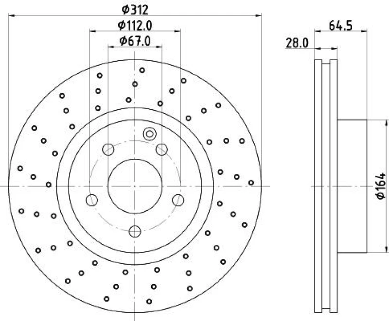 Image of HELLA Brake disc HELLA 8DD 355 127-941