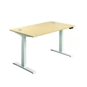 Jemini SitStand Desk with Cable Ports 1600x800x630-1290mm MapleWhite