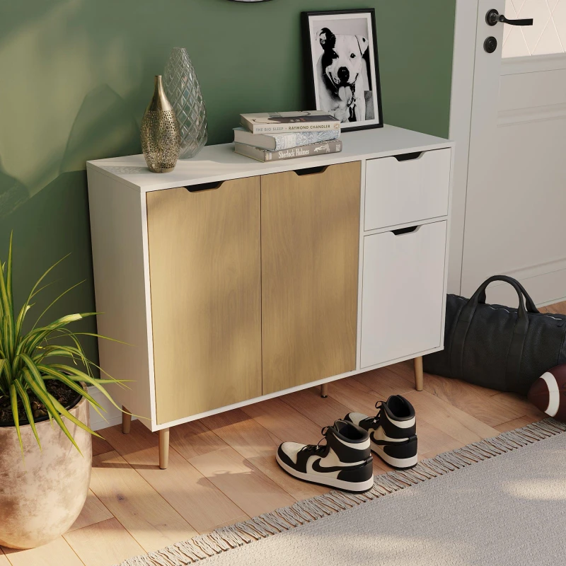 Image of Lassic Vida Designs 3 Door 1 Drawer Sideboard Storage Oak & White unisex One Size