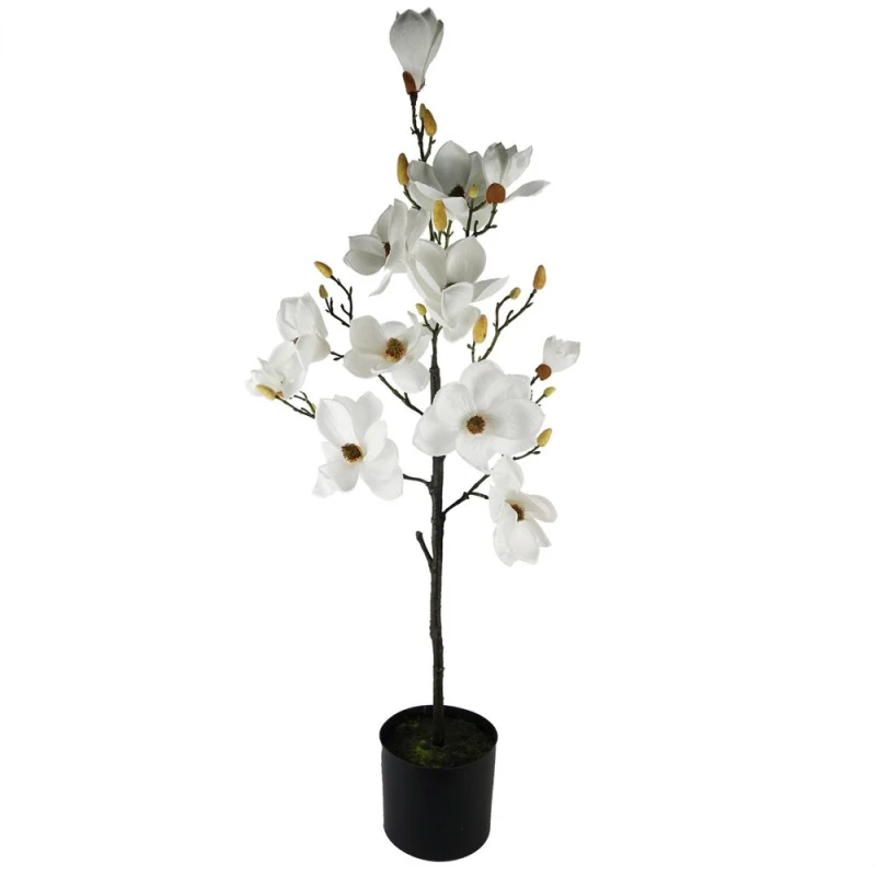 Image of Leaf 110cm Magnolia Artificial Tree White Potted Green unisex