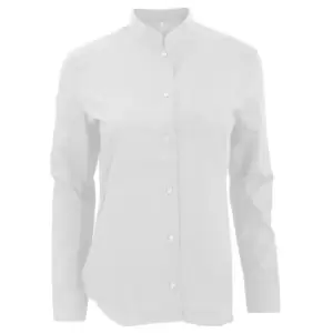 image of Kariban Womens/Ladies Long Sleeve Mandarin Collar Shirt (M) (White)