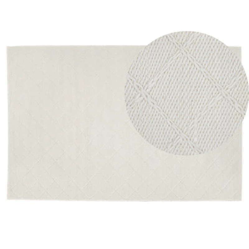 Image of Beliani Rug Ellek White 140 X 200 Cm Wool