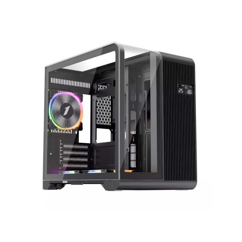 Image of 1st Player RT5 BK Micro Tower Case RGB Fans Tempered Glass 330mm GPU Support Real-Time LED Monitoring - RT5-BK-2FS7R RT5-BK-2FS7R-1FS7