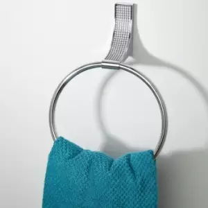 Image of Bathroom Towel Ring Sparkle Chrome Wall Mounted Modern With Fixings - Silver - Vale Designs