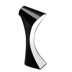 image of Ora Table Lamp 1 Light E27, Gloss Black, White Acrylic, Polished Chrome