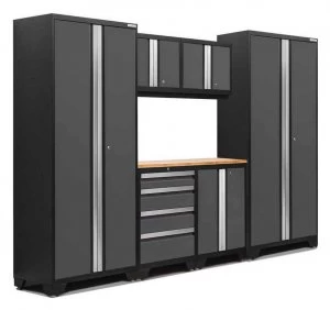 Image of Bold 3.0 Grey 7 piece Garage Cabinet Set 7 Shelves