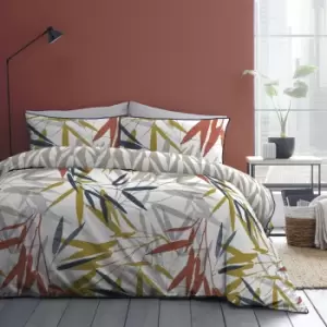 Image of Appletree Kata Navy 100% Cotton Reversible Duvet Cover and Pillowcase Set Navy Blue/White/Yellow