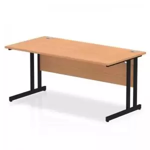 Image of Impulse 1600 x 800mm Straight Desk Oak Top Black Cantilever Leg