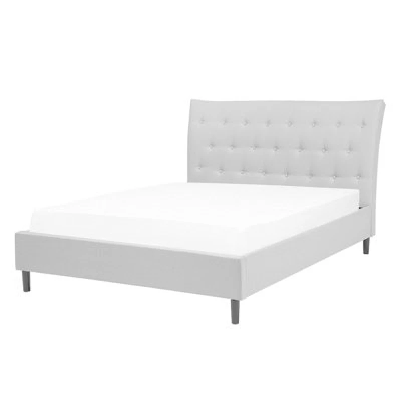 Image of Beliani Bed Fabric Saverne 140 X 200 Cm (Eu Double) Light Grey