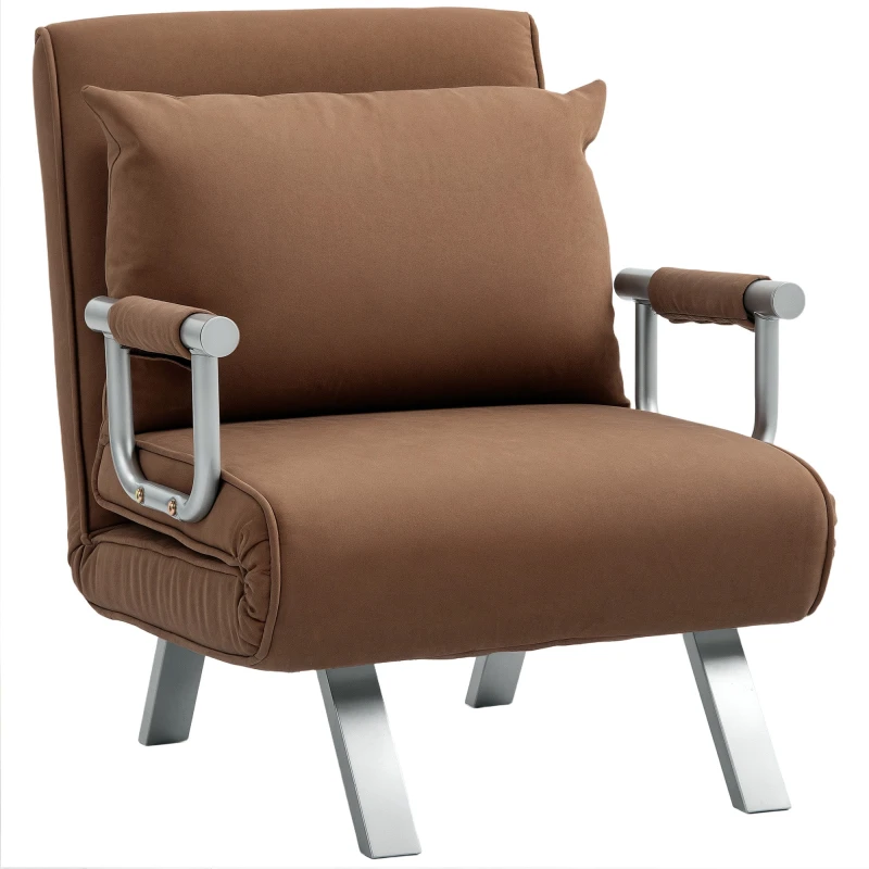 Image of HOMCOM Single Folding 5 Position Convertible Sleeper Chair Bed - Coffee TJ Hughes Brown 5061025096268