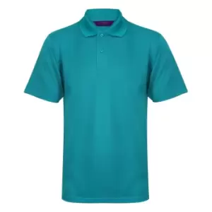 image of Henbury Mens CoolplusA Pique Polo Shirt (M) (Bright Jade)