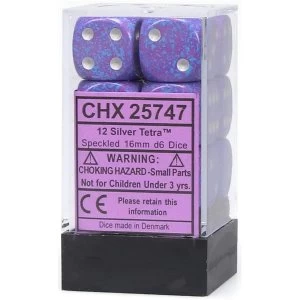 image of Chessex 16mm d6 Dice Block: Silver Tetra