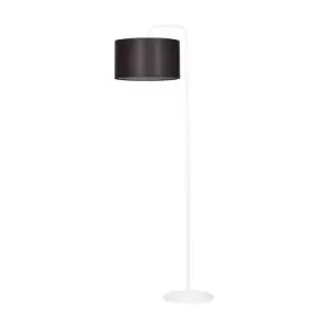 image of Trapo White Floor Lamp with Shade with Wenge Fabric Shades, 1x E27