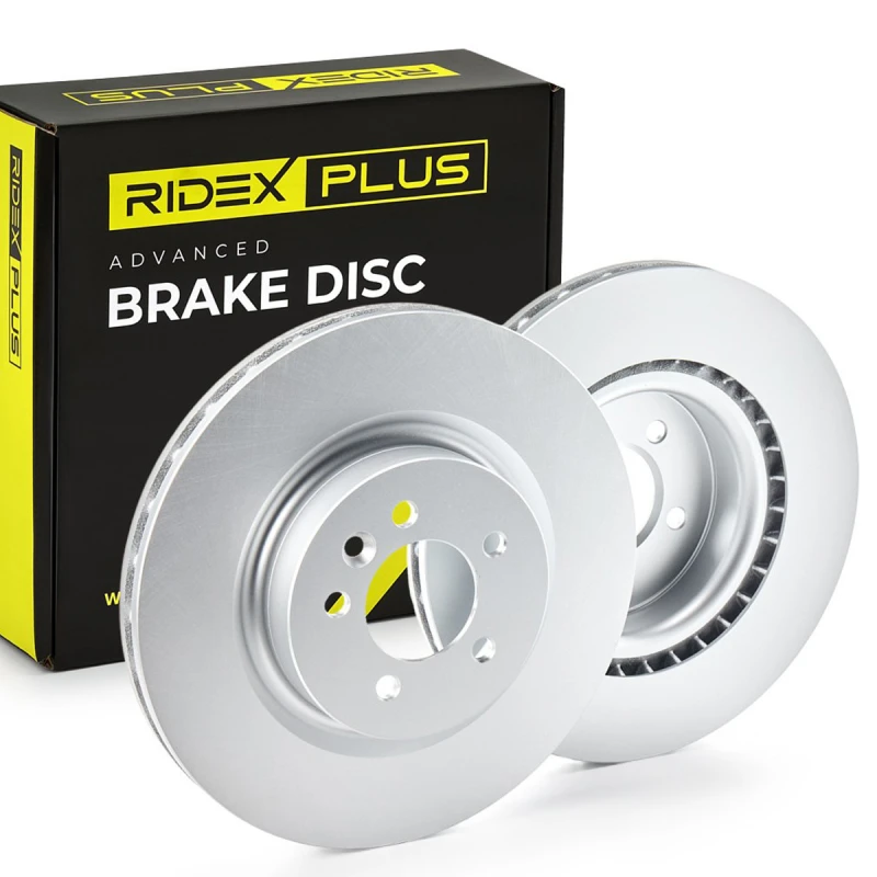 Image of RIDEX PLUS 82B0589P Brake disc Front Axle, Vented, Grey Cast Iron, Coated, without bolts/screws Grey Cast Iron Brake Disc (82)