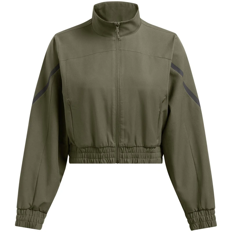 Image of Under Armour Womens Unstoppable Cropped Tracksuit Top Green female 8 (XS)