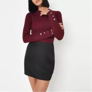 Image of Missguided Tall Button Cuff Crew Neck Body - Red