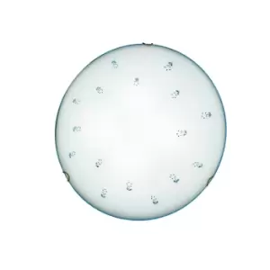 Image of Nonna Glass Decorative Flush Ceiling Light 2 Light Antique Brass