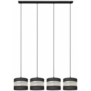 image of Helam Helen Straight Bar Pendant Ceiling Light Black, Gold 100cm