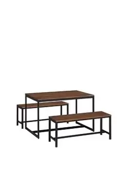 Image of Julian Bowen Tribeca Walnut Table & 2 Tribeca Walnut Benches