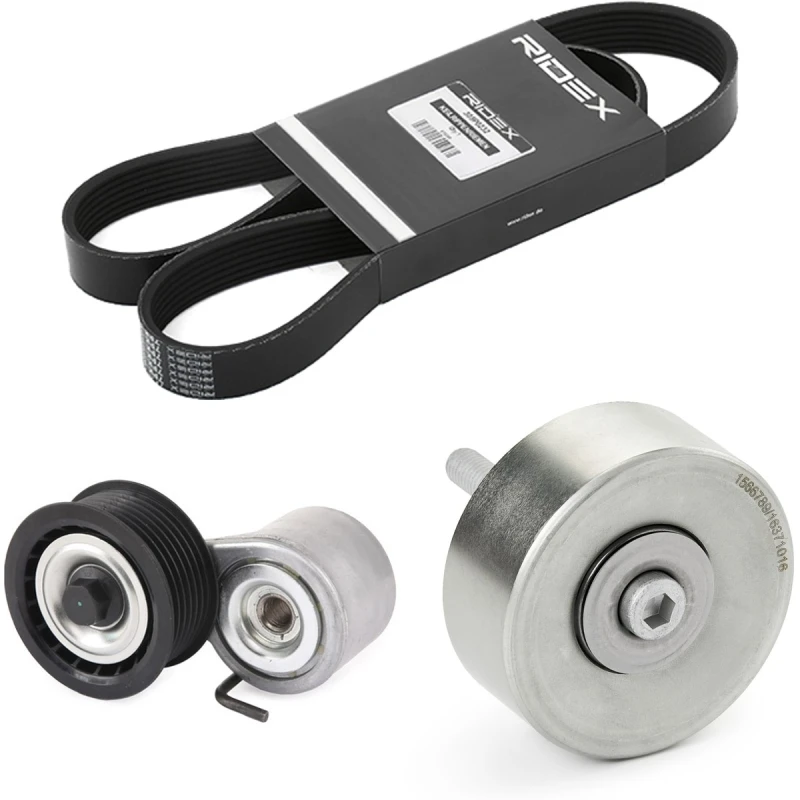 Image of RIDEX 542R0654 V-ribbed belt set Check alternator freewheel clutch & replace if necessary V-Ribbed Belt Set (542)