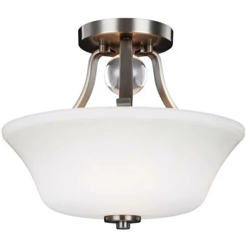 image of Evington - 2 Light Semi Flush Ceiling Light Satin Nickel, E27 - Elstead