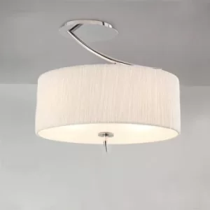 Image of Eve semi-ceiling light 2 bulbs E27, polished chrome with white oval lampshade