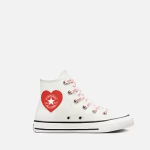 image of Converse Kids Chuck Taylor All Star Trainers - Vintage White/University Red - UK 10 Kids