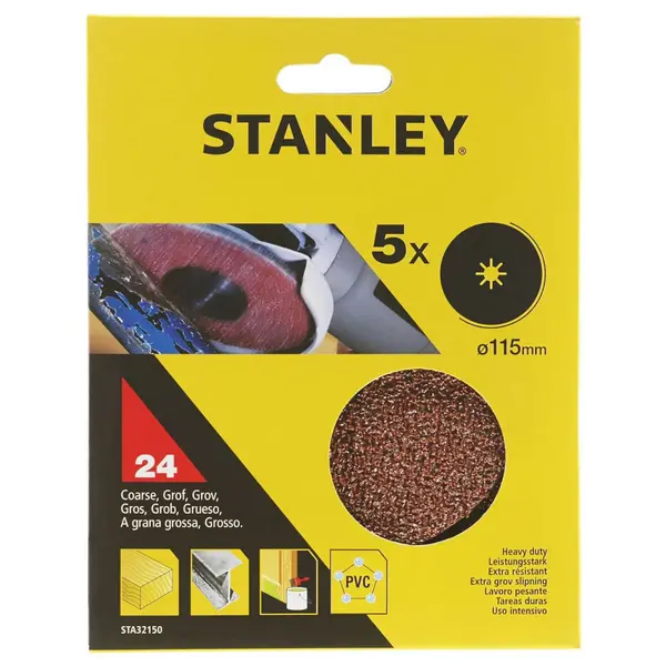 Image of Stanley Fibre Sanding Discs for 115mm Angle Grinders STA32150 Diameter: 115mm