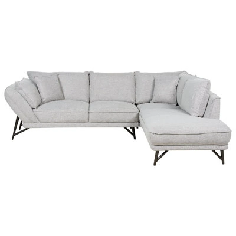 Image of Beliani Corner Sofa 3 Seater Elga Linen Light Grey Left Hand