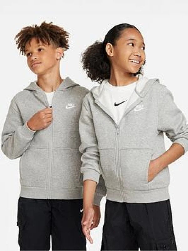Image of Nike Fundamentals Full Zip Hoody Juniors - Grey Male 9 - 10 Years