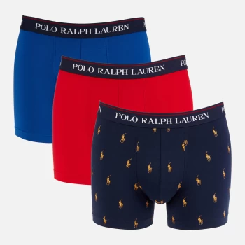 Image of Polo Ralph Lauren Mens 3 Pack Classic Trunk Boxer Shorts - Blue/Navy/Red - L