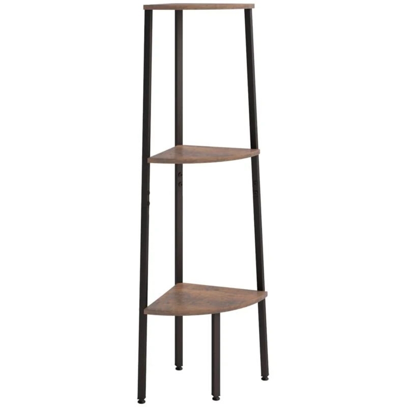 Image of VIDAXL Vidaxl - 3-Tier Corner Shelf Dark Brown and Black 45.5x31.5x120cm 8720286563434