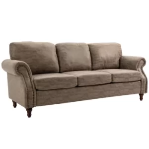 image of HOMCOM Studded Leathaire 3-Seater Sofa Brown