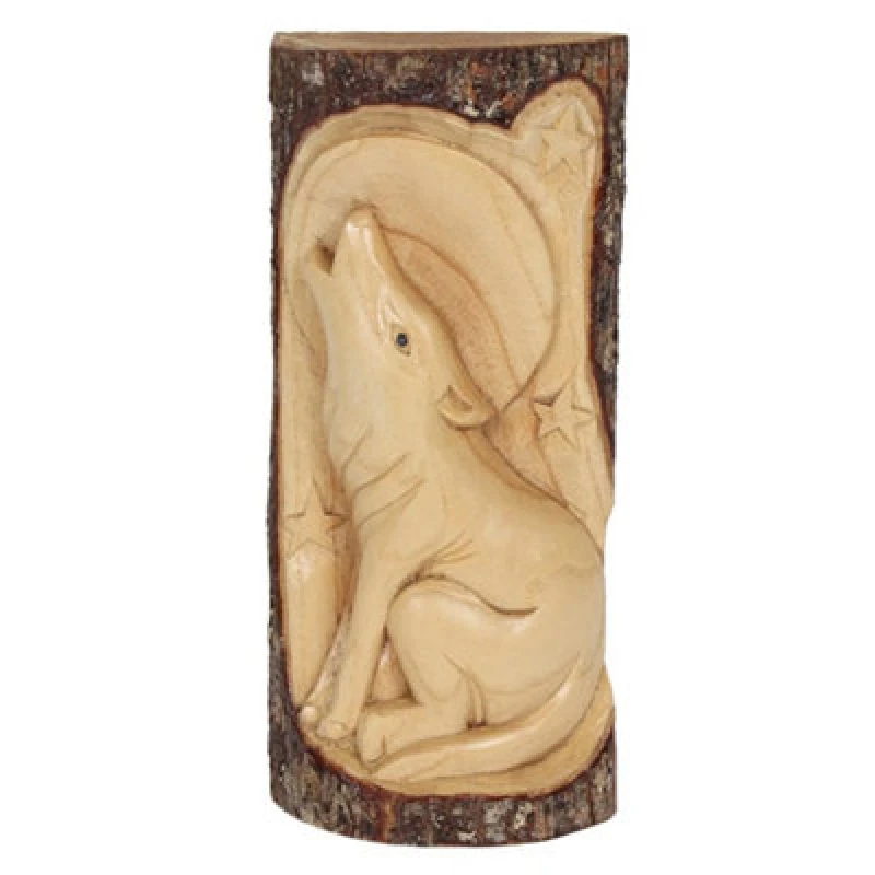 Image of Something Different Something Different Wolf Wood Carving Wall Art in Beige Beige One Size Unisex 5059699169722
